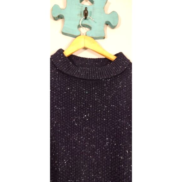 Talbots Textured Sabrina Sweater - Donegal Speckled Blue Size Medum Cotton Blend - Picture 4 of 11